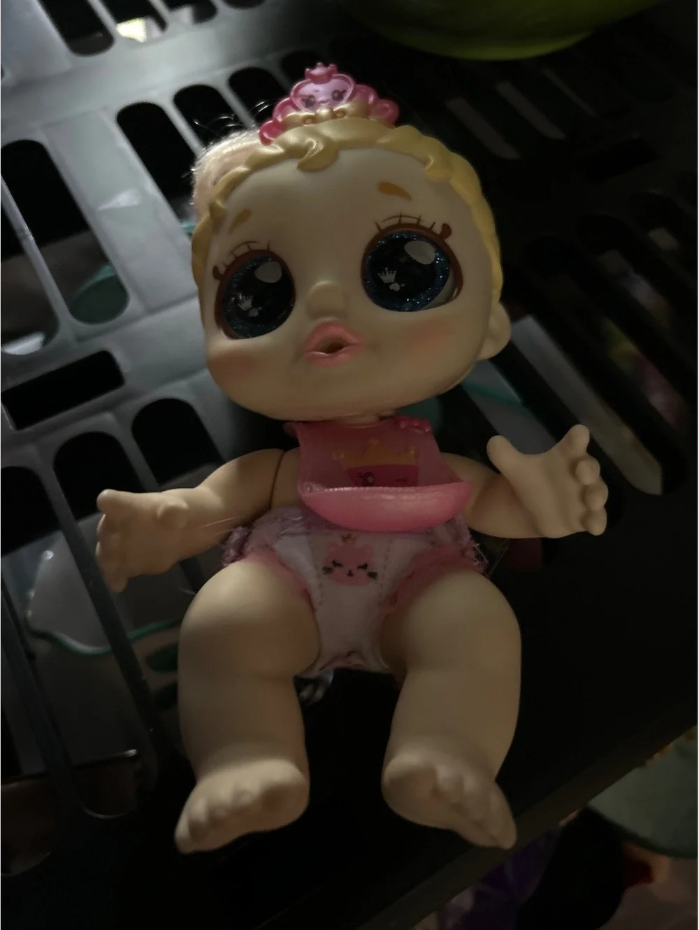 Cute Baby Doll with Blonde Hair and Big Blue Eyes